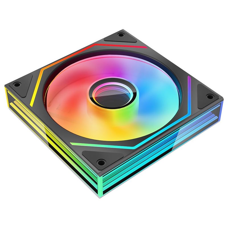 Jungle Leopard Prism6 MAX 120mm ARGB PC Case Fan - 3-Sided Infinite Mirror & Axis Infinite Mirror Light Effect，800-1850±10% RPM 120mm PWM Case Fan(Black Forward) - Image 1